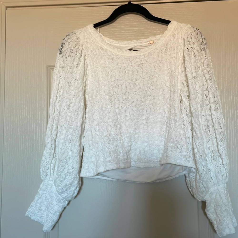 Free people white lace crop top